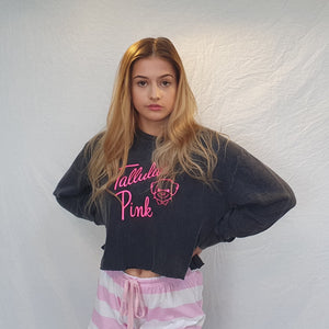 Tallulah Pink Charcoal Crop Logo Sweater