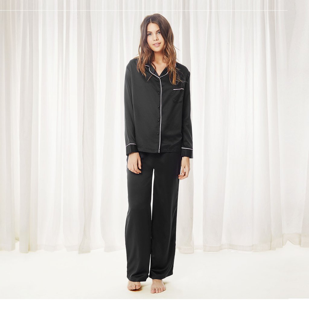 Bluebella Claudia Satin Pajamas set in black