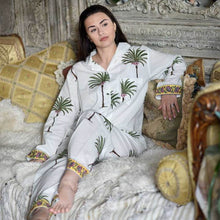 Load image into Gallery viewer, Green Palm Print Cotton Pyjama Set