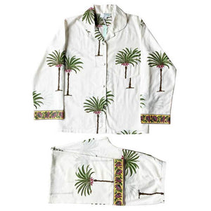 Green Palm Print Cotton Pyjama Set