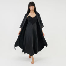 Load image into Gallery viewer, long satin dressing gown with elbow length sleeves