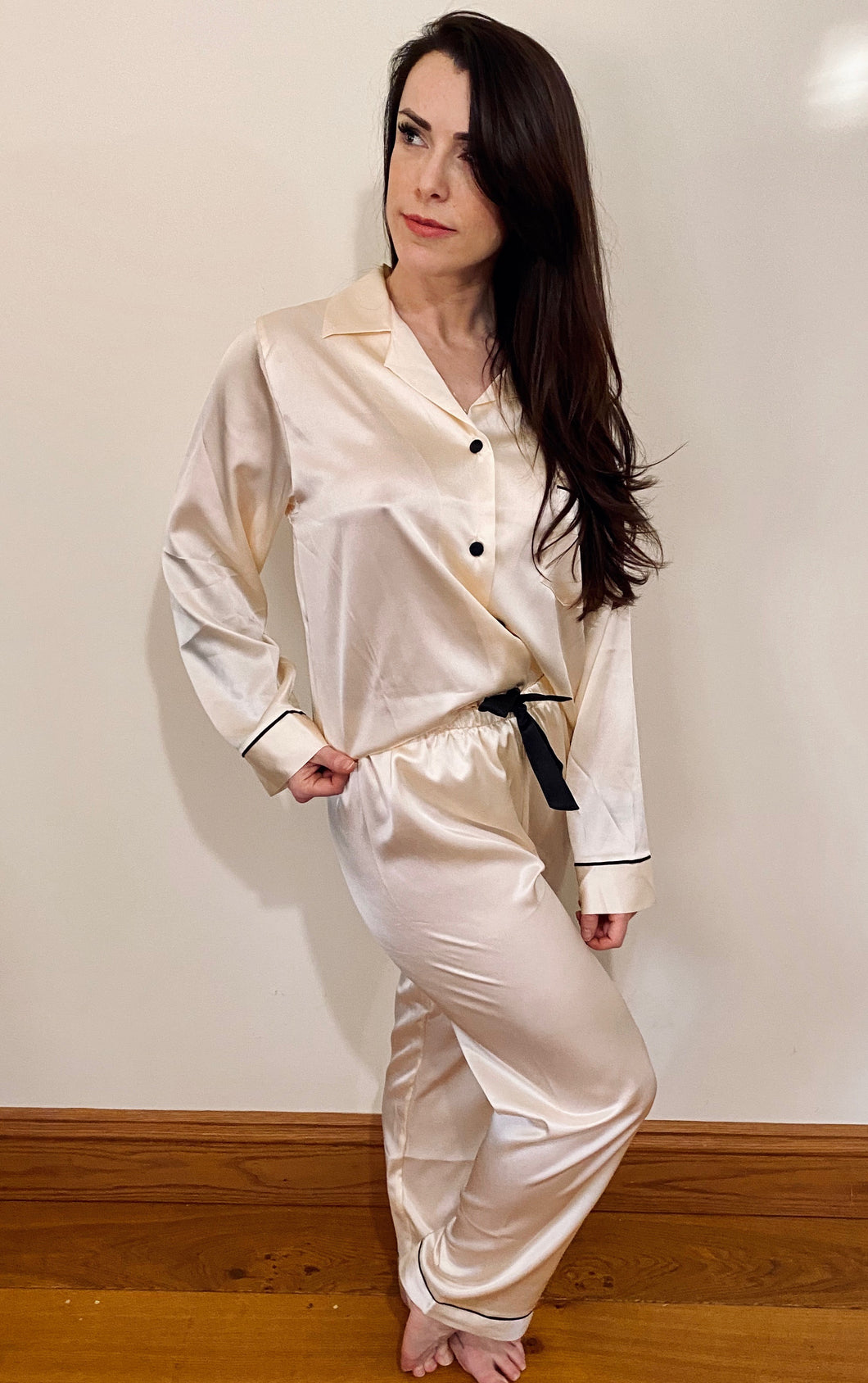 The Sarah Pyjama -buttercream ivory - pure silk