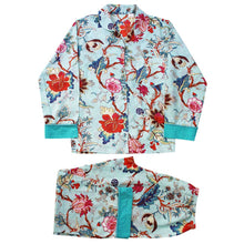 Load image into Gallery viewer, Pale Blue Exotic Flower Print Cotton Pyjama Set