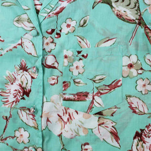 Mint Blossom Print Cotton Pyjama Set