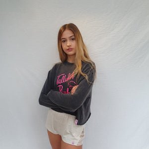 Tallulah Pink Charcoal Crop Logo Sweater